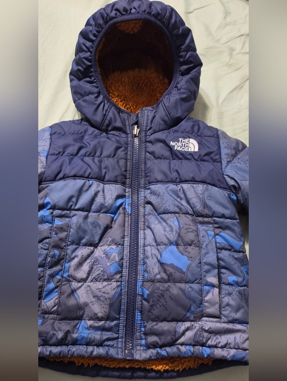 The North Face Kids' Navy and Blue Hooded Puffer Jacket